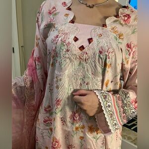 Floral Embroidered Pink Dress